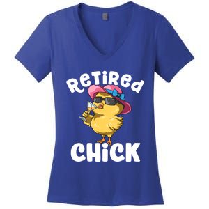 Retired Chick Funny Ladies Retired Moms Retirement Meaningful Gift Women's V-Neck T-Shirt