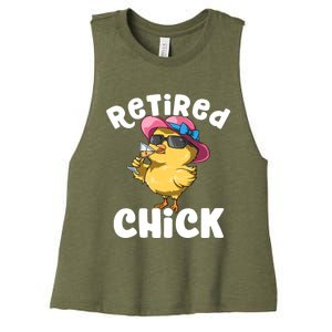 Retired Chick Funny Ladies Retired Moms Retirement Meaningful Gift Women's Racerback Cropped Tank