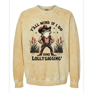 Retro Cowboy Frog Meme YAll Mind If I Do Some Lollygaggin Colorblast Crewneck Sweatshirt