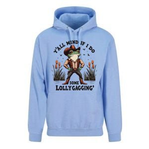 Retro Cowboy Frog Meme YAll Mind If I Do Some Lollygaggin Unisex Surf Hoodie