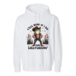 Retro Cowboy Frog Meme YAll Mind If I Do Some Lollygaggin Garment-Dyed Fleece Hoodie