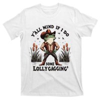 Retro Cowboy Frog Meme YAll Mind If I Do Some Lollygaggin T-Shirt