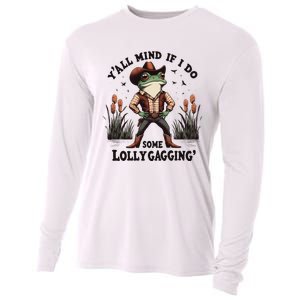 Retro Cowboy Frog Meme YAll Mind If I Do Some Lollygaggin Cooling Performance Long Sleeve Crew