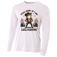 Retro Cowboy Frog Meme YAll Mind If I Do Some Lollygaggin Cooling Performance Long Sleeve Crew