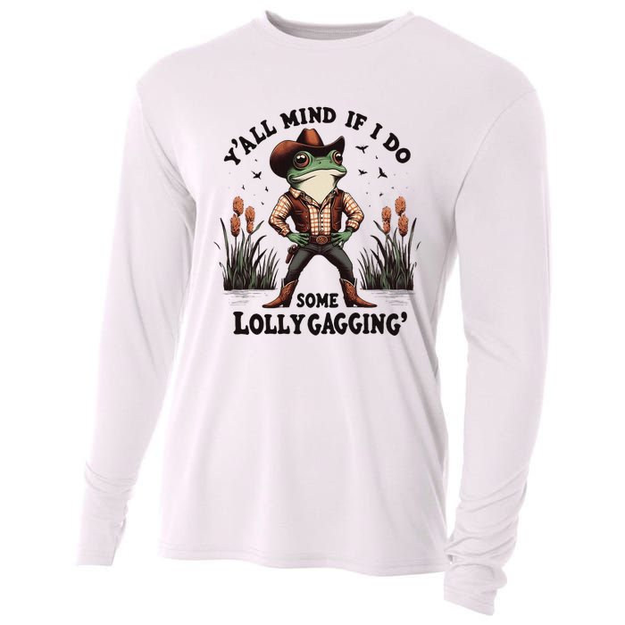 Retro Cowboy Frog Meme YAll Mind If I Do Some Lollygaggin Cooling Performance Long Sleeve Crew