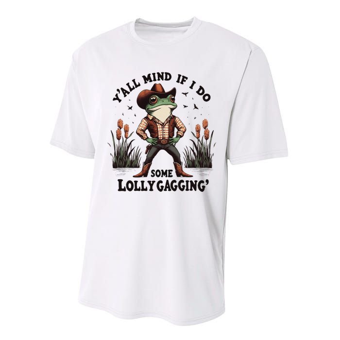 Retro Cowboy Frog Meme YAll Mind If I Do Some Lollygaggin Performance Sprint T-Shirt