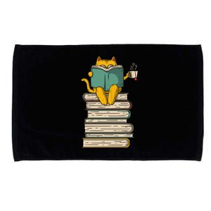 Reading Cat Funny Book & Tea Lover Gift Microfiber Hand Towel