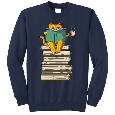 Reading Cat Funny Book & Tea Lover Gift Sweatshirt