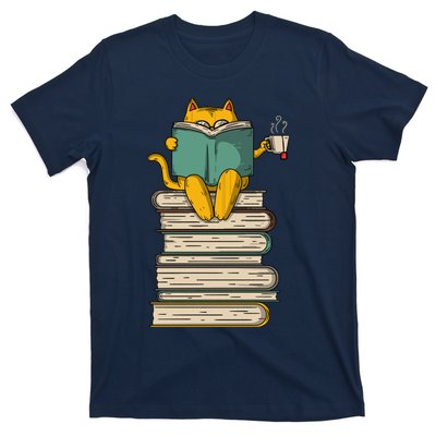 Reading Cat Funny Book & Tea Lover Gift T-Shirt