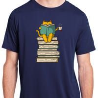 Reading Cat Funny Book & Tea Lover Gift Adult ChromaSoft Performance T-Shirt