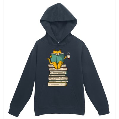 Reading Cat Funny Book & Tea Lover Gift Urban Pullover Hoodie