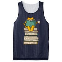 Reading Cat Funny Book & Tea Lover Gift Mesh Reversible Basketball Jersey Tank