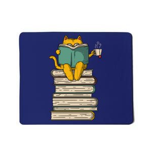 Reading Cat Funny Book & Tea Lover Gift Mousepad