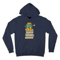 Reading Cat Funny Book & Tea Lover Gift Tall Hoodie