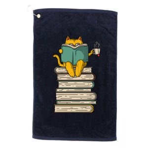 Reading Cat Funny Book & Tea Lover Gift Platinum Collection Golf Towel