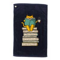 Reading Cat Funny Book & Tea Lover Gift Platinum Collection Golf Towel