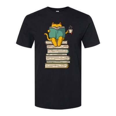 Reading Cat Funny Book & Tea Lover Gift Softstyle CVC T-Shirt