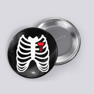 Rib Cage Funny Badminton Player Gift Button