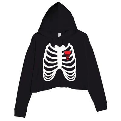 Rib Cage Funny Badminton Player Gift Crop Fleece Hoodie