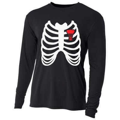 Rib Cage Funny Badminton Player Gift Cooling Performance Long Sleeve Crew