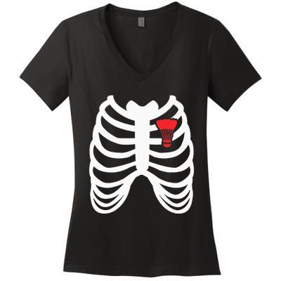 Rib Cage Funny Badminton Player Gift Women's V-Neck T-Shirt