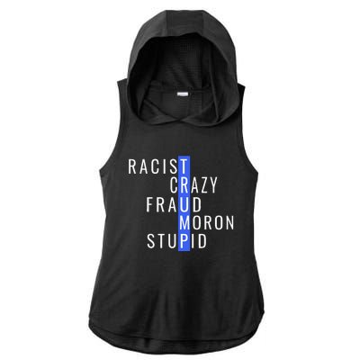 Racist Crazy Fraud Moron Stupid Trump Anti Trump Ladies PosiCharge Tri-Blend Wicking Draft Hoodie Tank