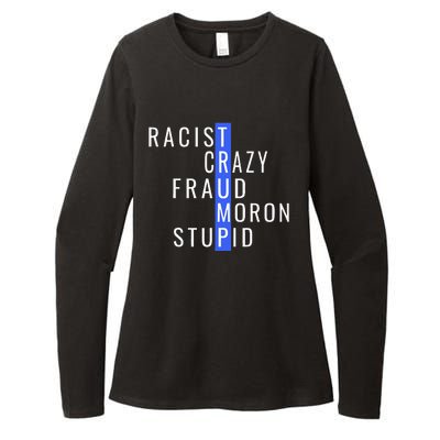 Racist Crazy Fraud Moron Stupid Trump Anti Trump Womens CVC Long Sleeve Shirt