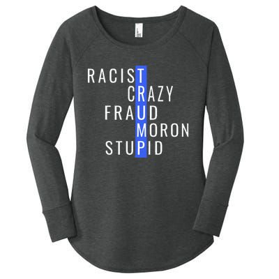 Racist Crazy Fraud Moron Stupid Trump Anti Trump Women's Perfect Tri Tunic Long Sleeve Shirt