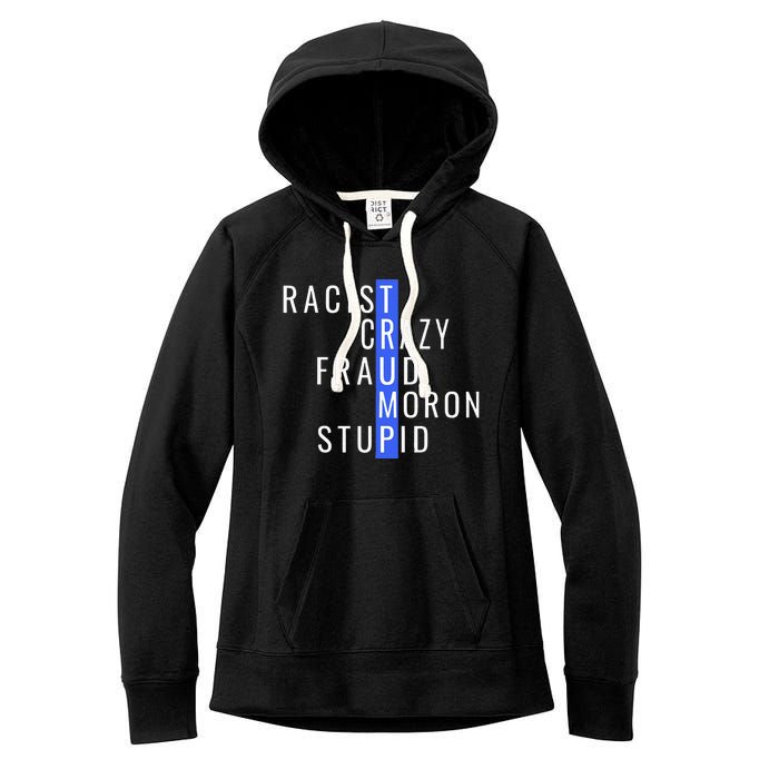 Racist Crazy Fraud Moron Stupid Trump Anti Trump Women's Fleece Hoodie