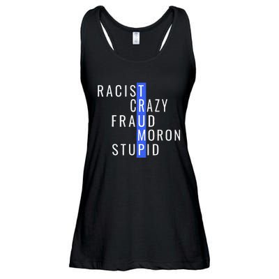 Racist Crazy Fraud Moron Stupid Trump Anti Trump Ladies Essential Flowy Tank