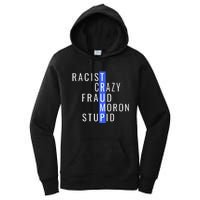 Racist Crazy Fraud Moron Stupid Trump Anti Trump Women's Pullover Hoodie