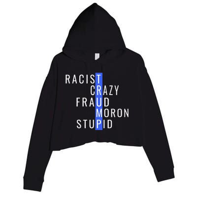 Racist Crazy Fraud Moron Stupid Trump Anti Trump Crop Fleece Hoodie