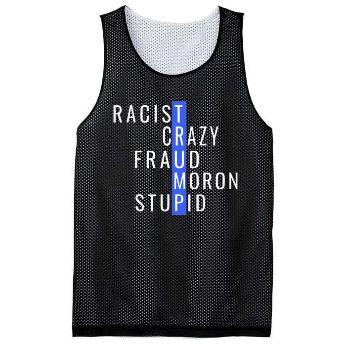 Racist Crazy Fraud Moron Stupid Trump Anti Trump Mesh Reversible Basketball Jersey Tank