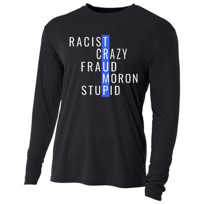 Racist Crazy Fraud Moron Stupid Trump Anti Trump Cooling Performance Long Sleeve Crew