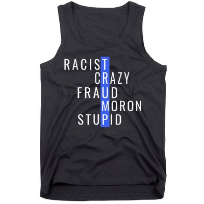 Racist Crazy Fraud Moron Stupid Trump Anti Trump Tank Top