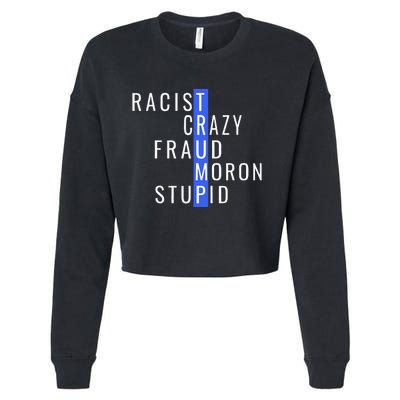 Racist Crazy Fraud Moron Stupid Trump Anti Trump Cropped Pullover Crew