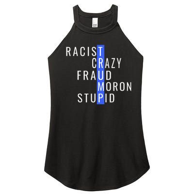 Racist Crazy Fraud Moron Stupid Trump Anti Trump Women's Perfect Tri Rocker Tank