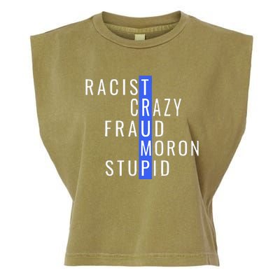 Racist Crazy Fraud Moron Stupid Trump Anti Trump Garment-Dyed Women's Muscle Tee