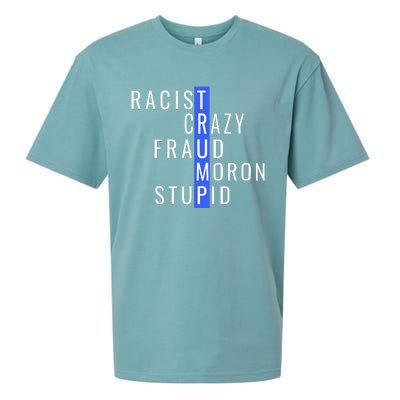 Racist Crazy Fraud Moron Stupid Trump Anti Trump Sueded Cloud Jersey T-Shirt