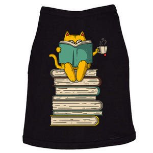 Reading Cat  Funny Book & Tea Lover Gift  Doggie Tank