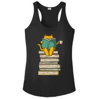 Reading Cat  Funny Book & Tea Lover Gift  Ladies PosiCharge Competitor Racerback Tank