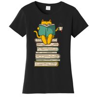 Reading Cat  Funny Book & Tea Lover Gift  Women's T-Shirt