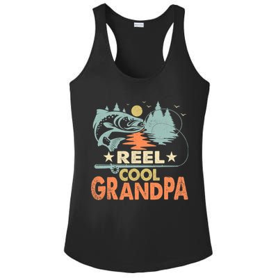 Reel Cool Grandpa Fishing Lover Vintage Father's Day Ladies PosiCharge Competitor Racerback Tank