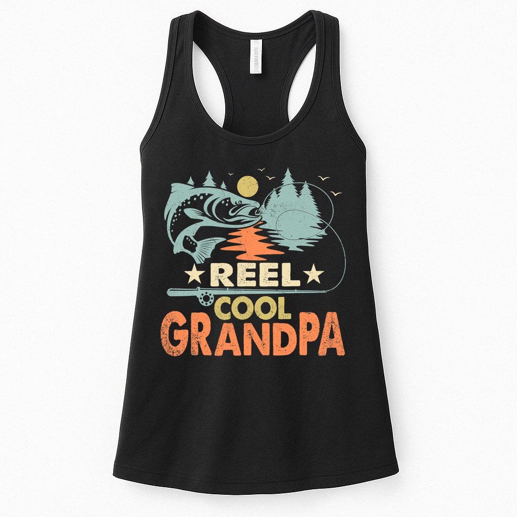 Reel Cool Grandpa Fishing Lover Vintage Father's Day Womens Tank Top