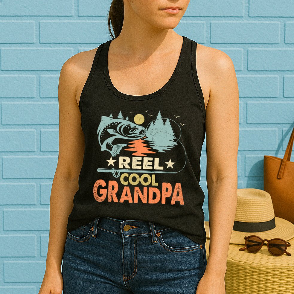 Reel Cool Grandpa Fishing Lover Vintage Father's Day Womens Tank Top