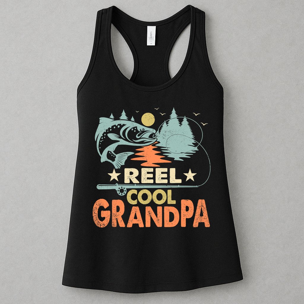 Reel Cool Grandpa Fishing Lover Vintage Father's Day Womens Tank Top
