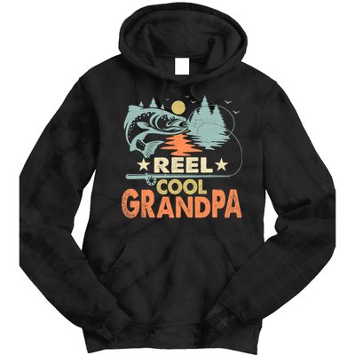 Reel Cool Grandpa Fishing Lover Vintage Father's Day Tie Dye Hoodie