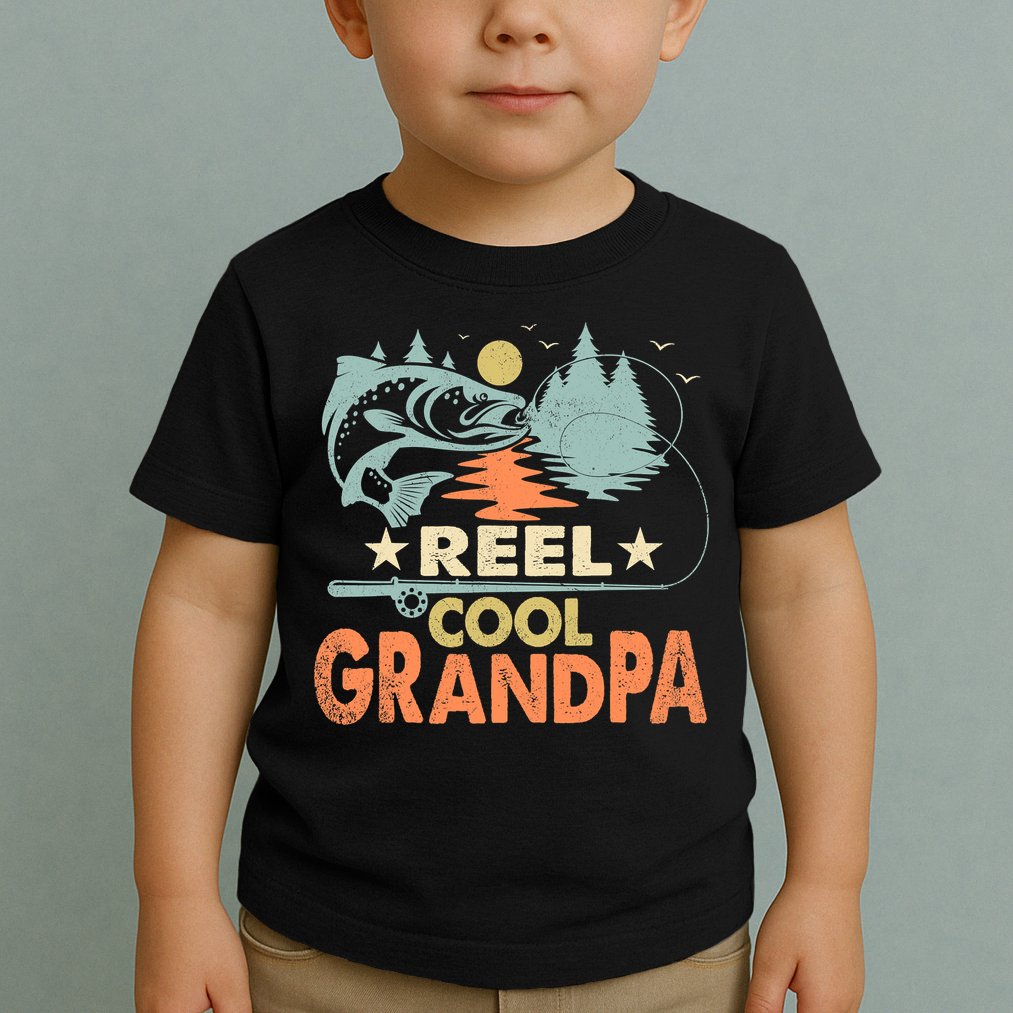 Reel Cool Grandpa Fishing Lover Vintage Father's Day Toddler T-Shirt