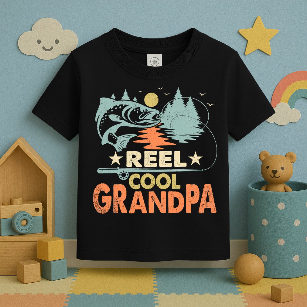 Reel Cool Grandpa Fishing Lover Vintage Father's Day Toddler T-Shirt