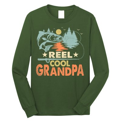 Reel Cool Grandpa Fishing Lover Vintage Father's Day Long Sleeve Shirt